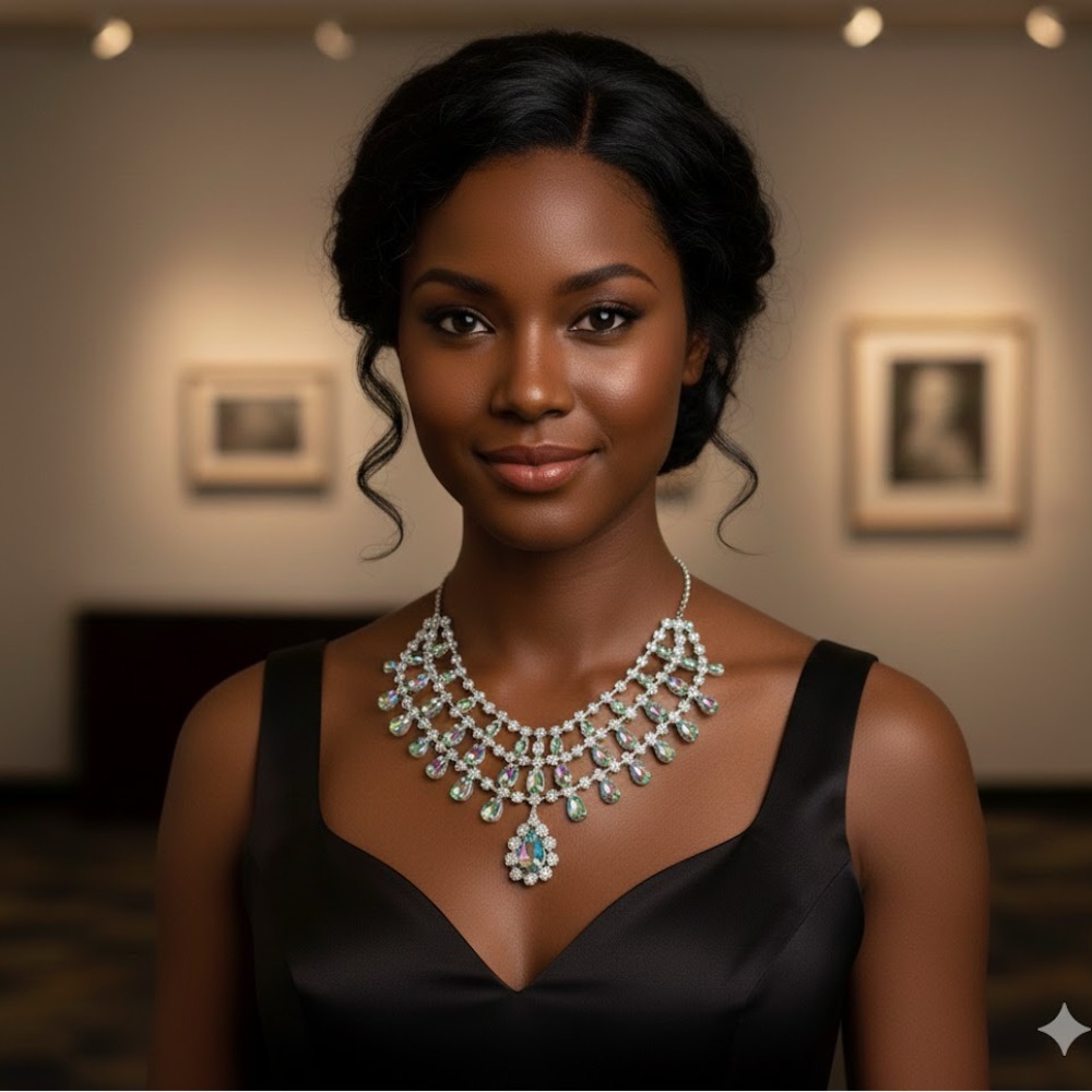 Rainbow Iridescent Statement Necklace - image 3